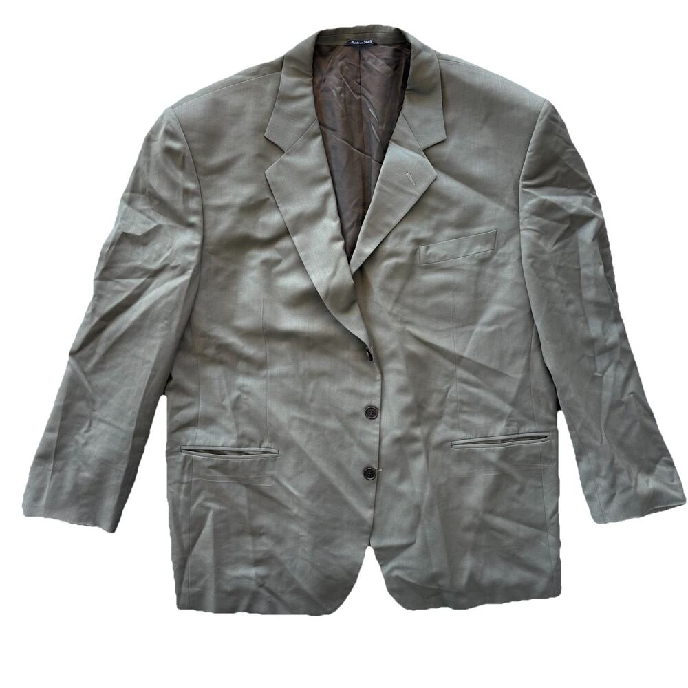 Example by Missoni VTG Men 50 Green Gray Windowpane Blazer Reda Wool Italy Reda